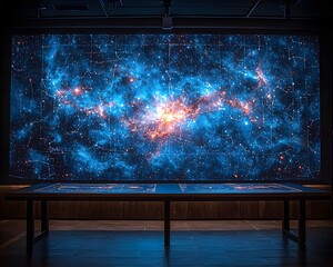 Wall Mural - glowing cosmic classroom students charting intergalactic journeys of discovery