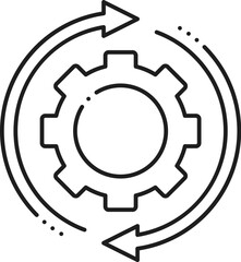 Aufkleber - Company data analytics, processing line icon. Business research database analysis outline sign, company performance presentation or finance report infographics outline vector icon with gear cog wheel