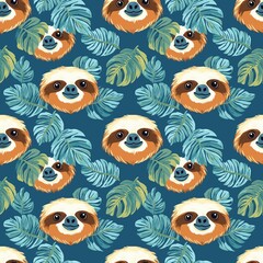 Wall Mural - Sloth graphic seamless pattern