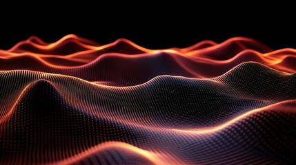 Poster - Abstract Waves of Light in Dark Background, Flowing Shapes in Vibrant Colors, 3D Wave Movement Displaying Dynamic Flow and Energy