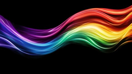 Leinwandbilder - Colorful Wave of Light Displaying a Vibrant Spectrum of Colors Against a Black Background Showcasing Fluid Motion and Artistic Energy in Abstract Design
