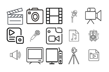 Poster - black and white icons set