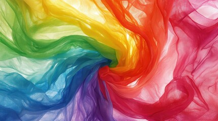 Aufkleber - Colorful Abstract Fabric Swirl with Gradients of Rainbow Hues Creating a Dynamic and Vibrant Visual Ideal for Artistic and Creative Projects