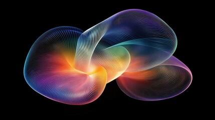 Poster - Vibrant Abstract Swirling Lines in Colorful Design Representing Dynamic Energy and Motion Against a Black Background for Modern Digital Art Uses