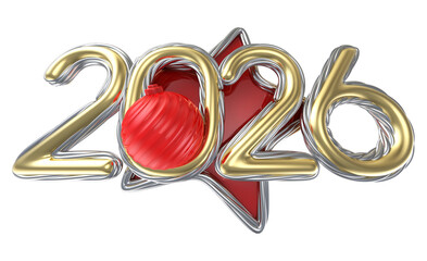 Wall Mural - Happy New Year 2026 Number 3D Render