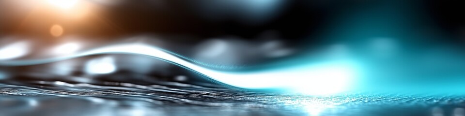 Poster - Abstract wave with flowing light in soft gradient design