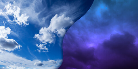 Wall Mural - sky in different time of day, collage. banner design