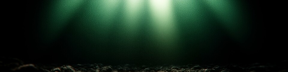 Poster - Underwater scene with light creating ethereal ambiance in deep ocean environment