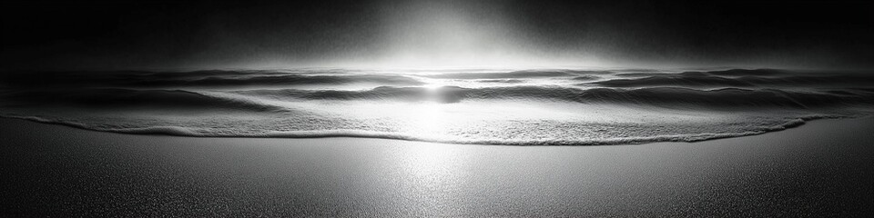 Poster - Ocean view landscape photography minimalist black and white creative composition serene atmosphere