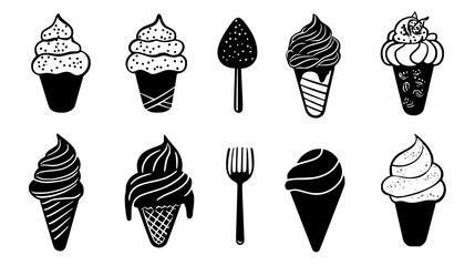 Wall Mural - Collection of Gelato icons, Gelato illustration art, seamless pattern