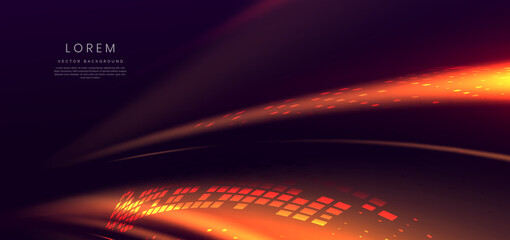 Poster - Abstract orange light ray on dark purple background.