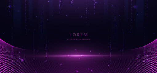 Poster - Abstract technology futuristic glowing lines neon purple light ray on dark background.