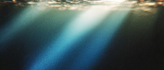 Poster - Underwater light rays shining through water creating a serene aquatic scene