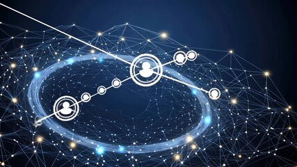 Poster - Complex network formations illustrate digital connectivity and the flow of information in a modern, technological landscape
