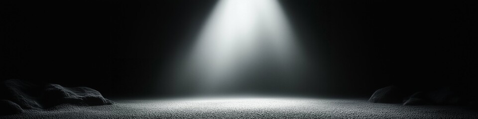 Poster - Light beam illuminating a dark background with soft light effects and shadows creating a dramatic scene