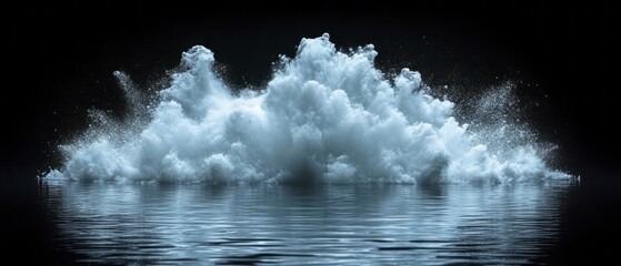 Poster - Water erupts in a beautiful display, creating movement and reflections in a calm environment