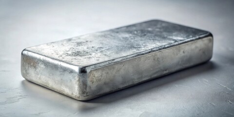 Poster - Close-up view of a rectangular metallic ingot resting on a smooth surface