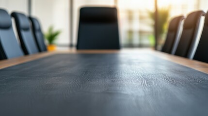 Poster - Empty meeting table suggesting interactive teamwork in contemporary office