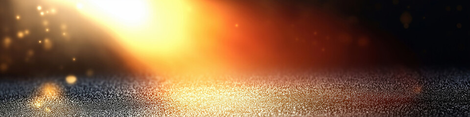 Poster - Light beam illuminating sparkling background with warm glow and soft bokeh effect