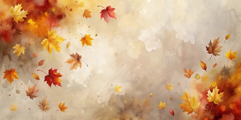 Aufkleber - Autumnal Watercolor Leaves Dancing in a Gentle Breeze