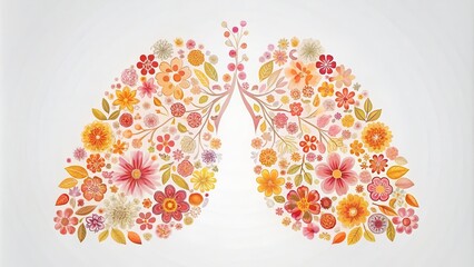 Poster - Floral Lungs A Breath of Springtime Beauty, Illustrated with Delicate Watercolor Flowers