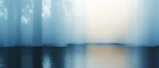 Poster - Calm water reflecting light in a serene environment with natural elements
