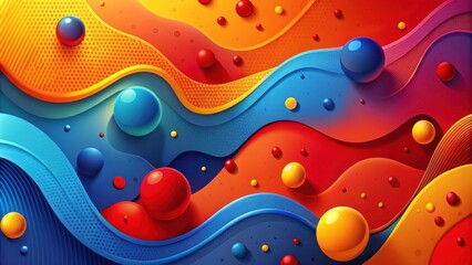 Leinwandbilder - Abstract Colorful Wave Pattern with Spheres and Textured Background