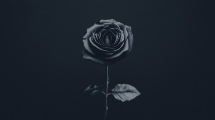 Wall Mural - Single dark rose against black background.