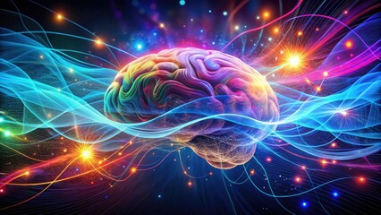 Poster - abstract brainwave energy field a vibrant visualization of neural networks and cognitive processes