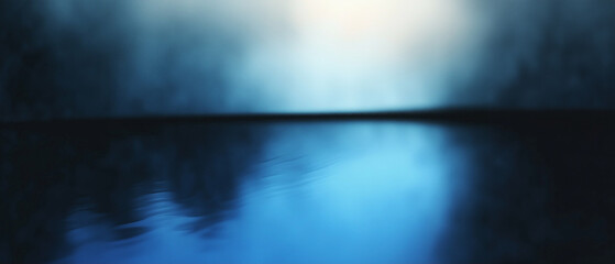 Poster - Still water in a calm environment reflecting serene blue hues and soft light