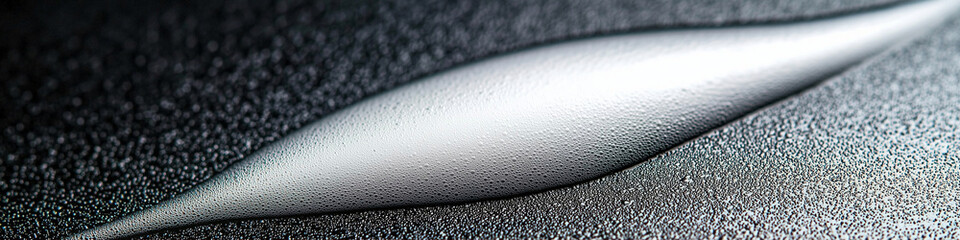 Poster - Droplet on textured surface reflecting light and water droplets revealing a smooth and glossy appearance