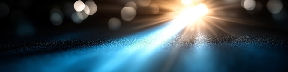 Poster - Light beam shining in a dark background with bright glowing highlights and smooth gradients