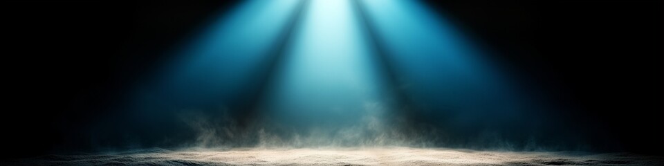 Poster - Light beams illuminating a smoke filled background in a dramatic setting for creative projects