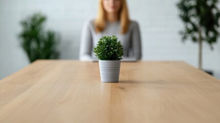 Poster - Small plant decorating modern minimalist office desk