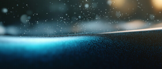 Poster - Particles and water particles in an abstract background with a dynamic flow and shimmering effect