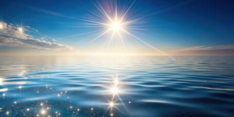 Poster - Serene ocean scene with a radiant sun and gentle waves reflecting light