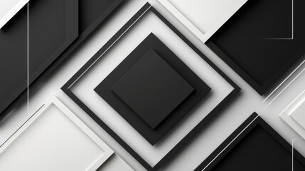 Poster - Abstract Geometric Design with Clean Lines and Borders in Monochrome Tones for Modern Aesthetics