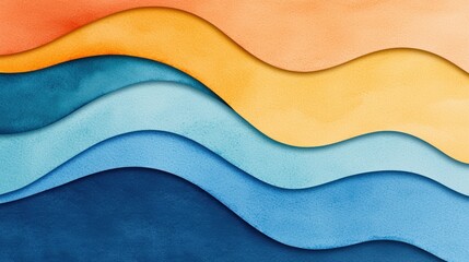 Poster - Abstract Waves in Watercolor Style with Soft Gradients and Colorful Layers