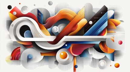 Poster - Modern Geometric Art with Decorative Lines and Borders in Vibrant Colors and Abstract Design