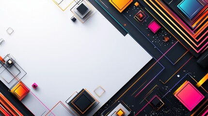 Poster - Stylish Dynamic Geometric Layout with Colorful Lines and Borders for Modern Visual Designs