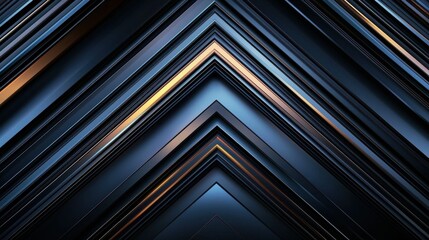 Poster - Elegant Symmetrical Geometric Lines with Striking Borders in Shades of Blue and Gold