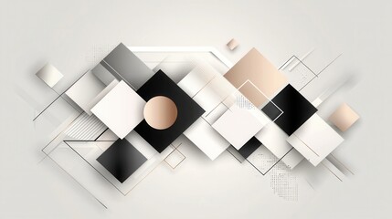 Poster - Elegant Geometric Composition with Symmetrical Lines and Borders on a Soft Neutral Background