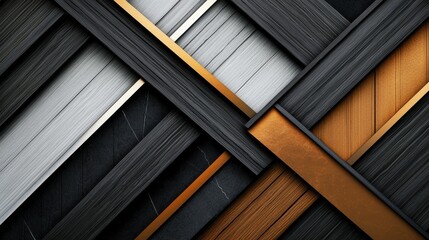 Poster - Elegant Geometric Design Featuring Symmetrical Lines and Borders in Rich Textures of Gold, Black, and Gray