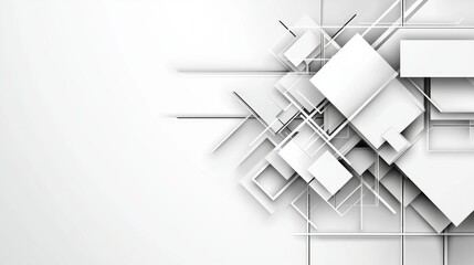 Poster - Clean and Futuristic Geometric Design with Lines and Borders in White and Grey Tones