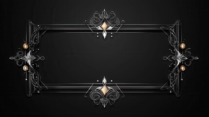 Poster - Elegant Geometric Borders with Symmetrical Lines and Decorative Elements on Dark Background