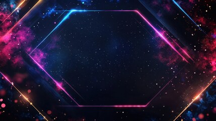 Poster - Futuristic Geometric Design with Vibrant Borders and Clean Lines Ideal for Digital Backgrounds and Illustrations