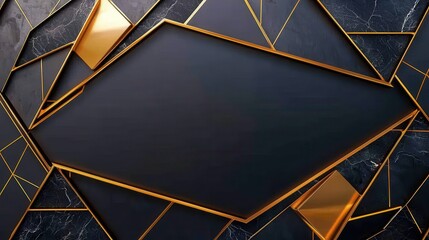 Poster - Sleek Geometric Background with Gold Lines and Borders for Luxury Design and Creative Projects