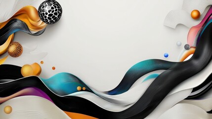 Poster - Abstract Geometric Background with Colorful Lines and Decorative Elements for Graphic Design Projects