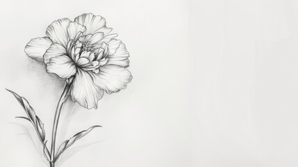 Wall Mural - A simple line drawing of an elegant carnation flower