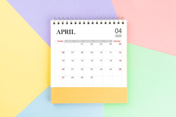 Wall Mural - April month desk calendar for 2025 year.